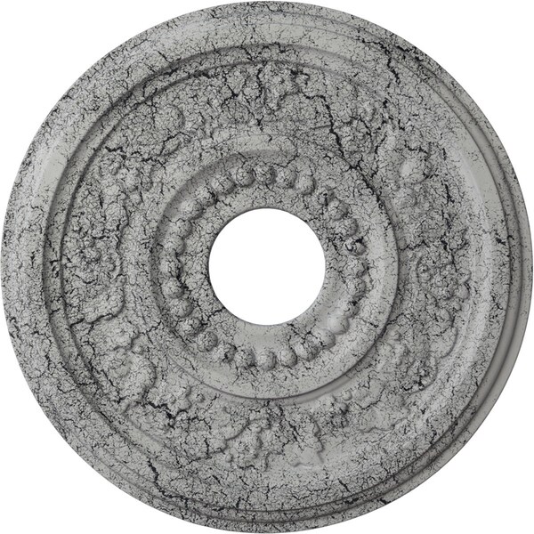 Ekena Millwork Genevieve Medallion (Canopies up to 3 1/2"), 16 1/8"OD x 3 1/2"ID x 7/8"P, Ultra Pure White Crackle CM16GNUWC - main